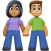 👩🏾‍🤝‍👨🏽 woman and man holding hands: medium-dark skin tone, medium skin tone display on Facebook